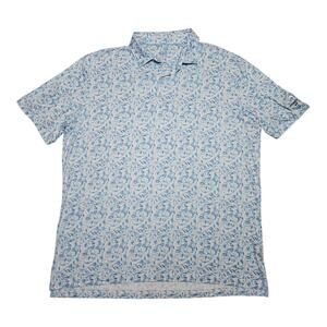 Johnnie-O Polo Shirt Blue Santa Monica Scene Featherweight Performance Sz XLarge